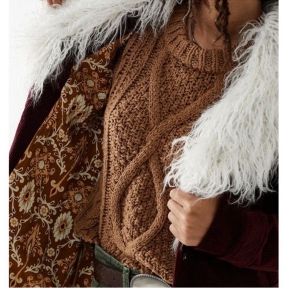 NWT Free People Lady Lane Collar Cord Jacket Coat Red Cream - Picture 9 of 11